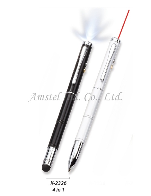 4 in 1 Brass touch pen with ball pen, laser, and LED ligh