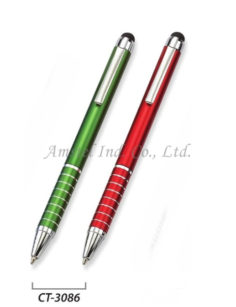 Aluminum 2 in 1 touch pen with ball pen