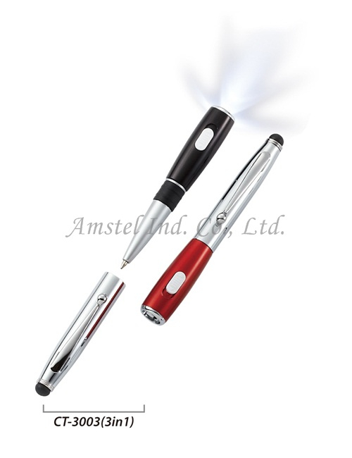 3 in 1 Ball pen, capacitive touch pen with LED light