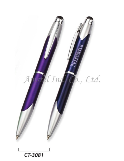 Aluminum 2 in 1 touch pen with ball pen